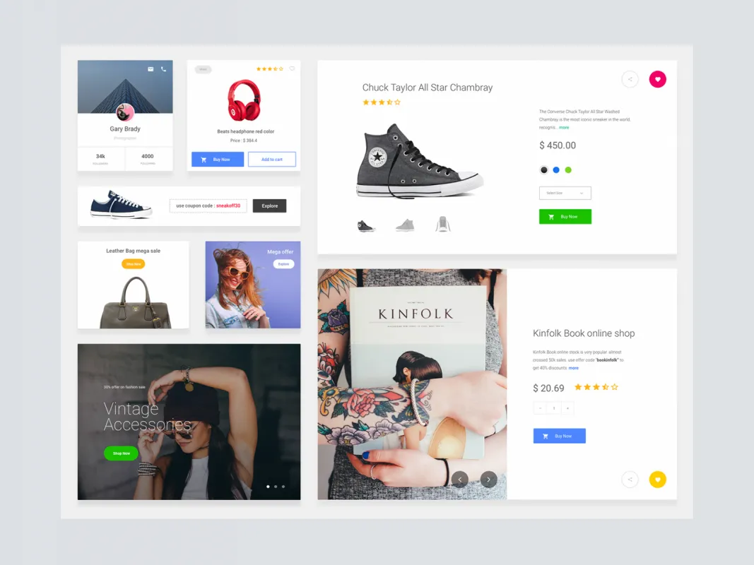 eCommerce Cards Free Sketch UI Kit for Figma and Adobe XD No 1