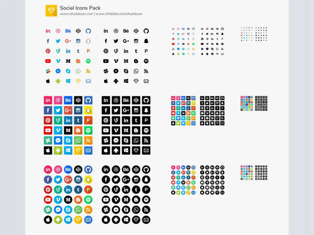 Extended Social Icon Pack for Figma and Adobe XD