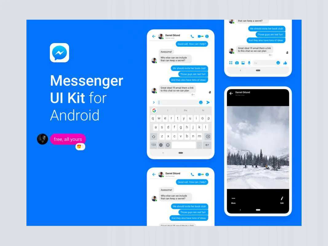 Facebook Messenger UI Kit for Android for Figma and Adobe XD No 1