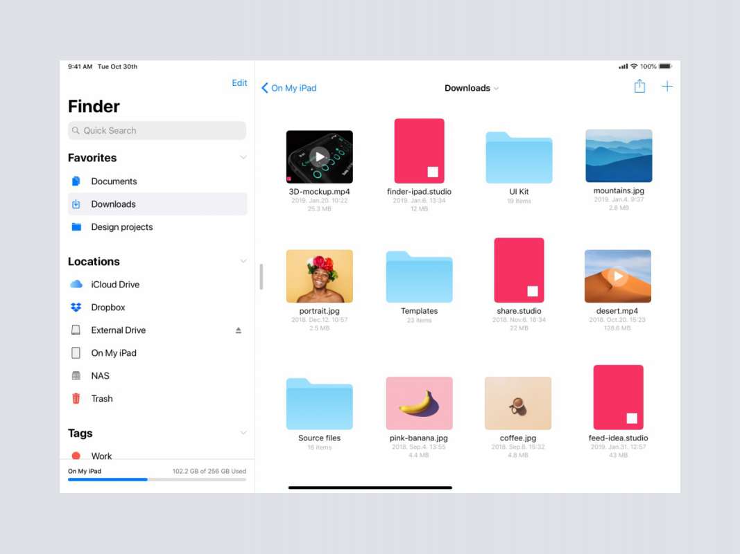 Finder for iPad Concept for Figma and Adobe XD No 1