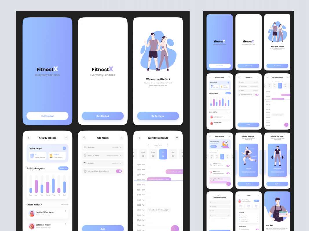 Fitness Free App UI Kit for Figma for Figma and Adobe XD