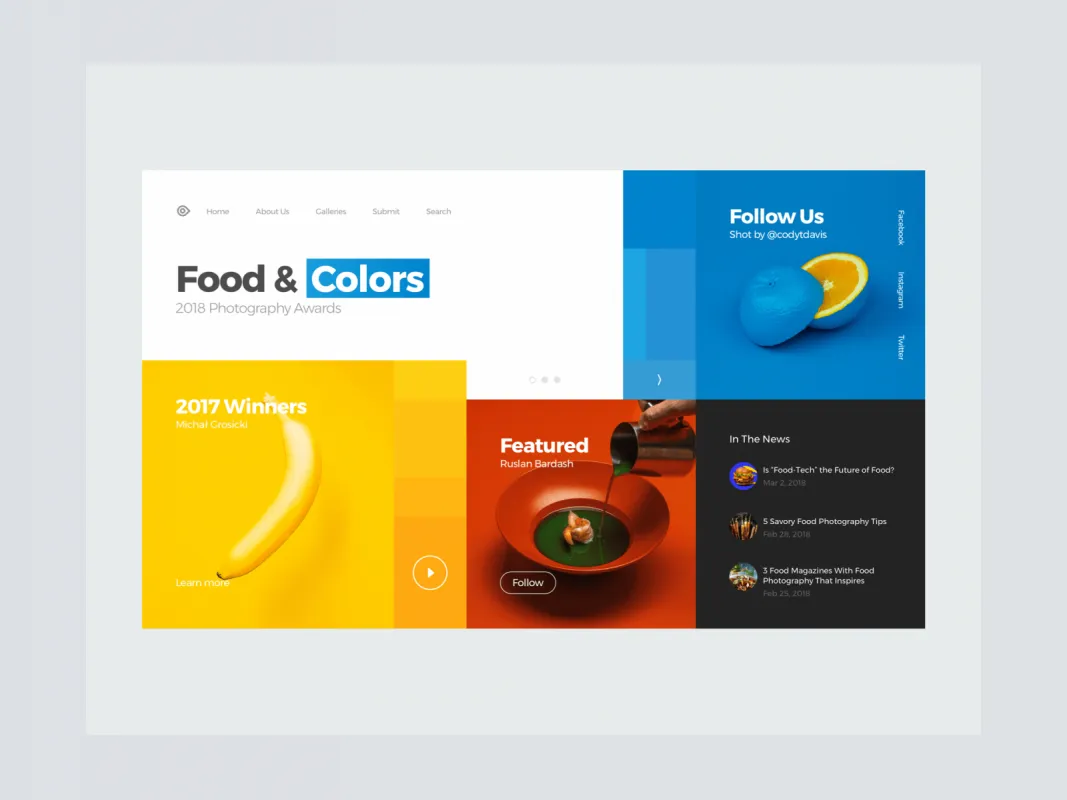 Food Photography Awards Website for Figma and Adobe XD