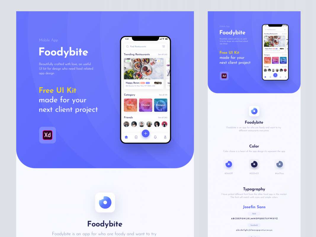 Foodybite - Free UI Kit for Adobe XD for Figma and Adobe XD