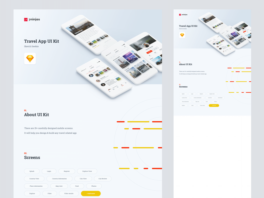 Free Travel App Ui Kit for Figma and Adobe XD No 1