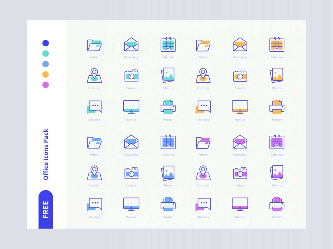 Freebies Office Icons Pack for Figma and Adobe XD