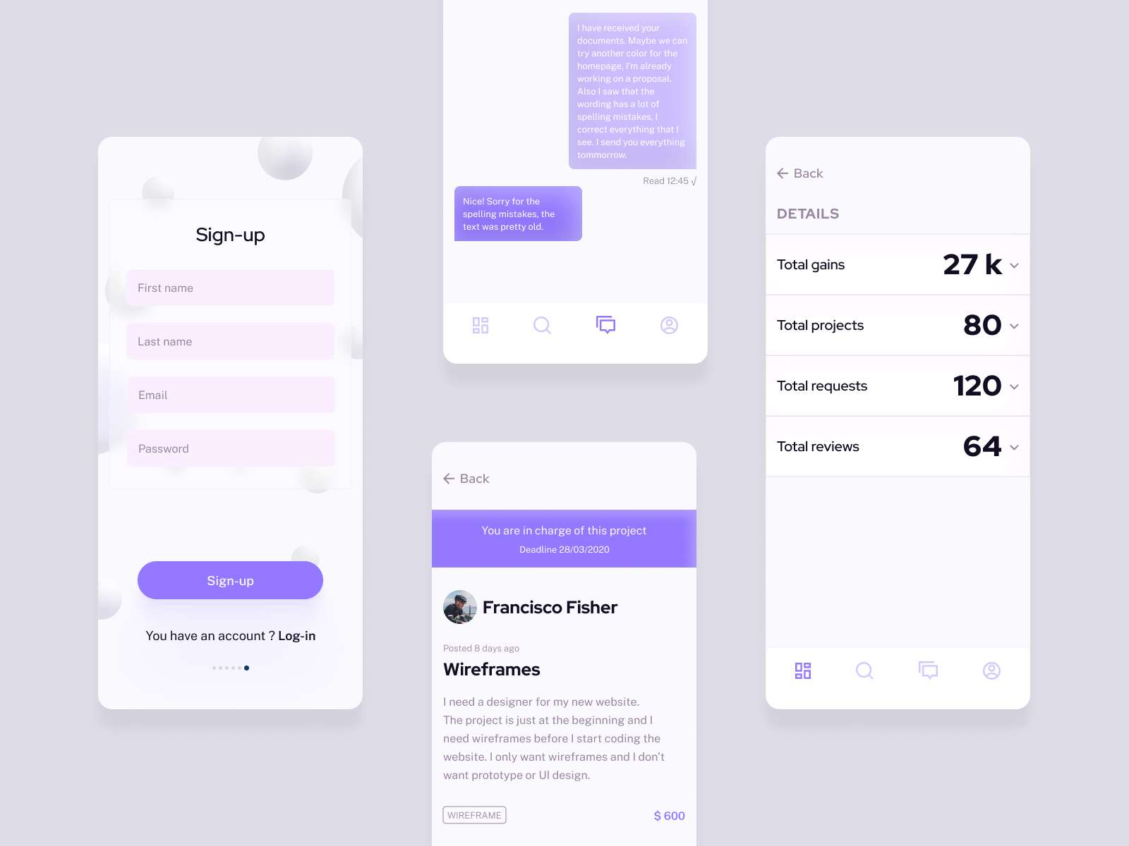 Freelance Platform UI Kit freebie for Figma and Adobe XD