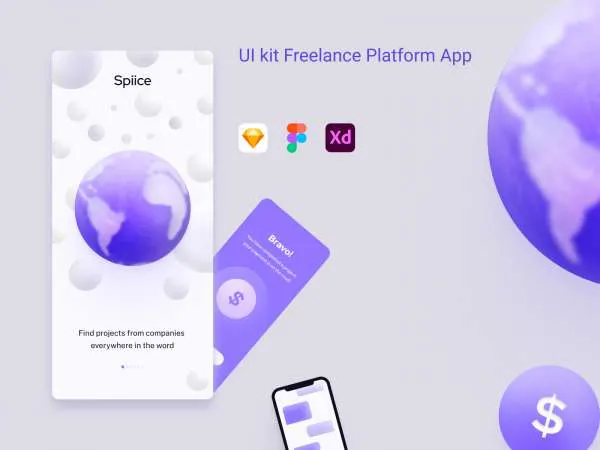 Freelance Platform UI Kit for Figma and Adobe XD