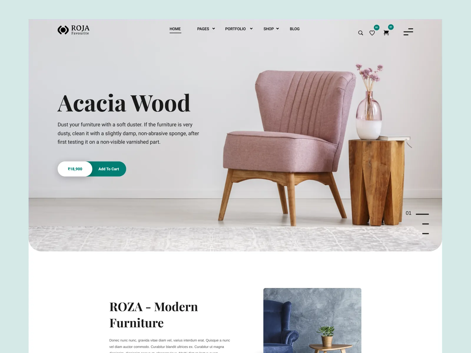 Furniture Website Design UI Concept for Figma and Adobe XD No 2