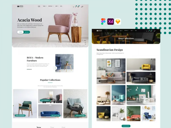 Furniture Website Design UI Concept for Figma and Adobe XD