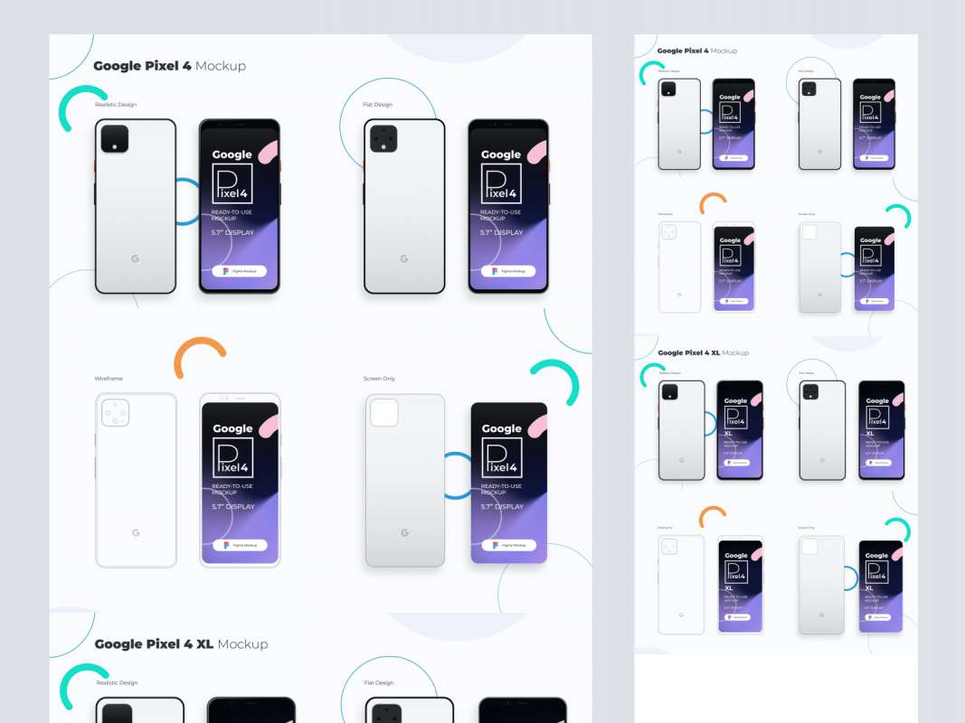Google Pixel 4 and 4 XL mockup for Figma for Figma and Adobe XD No 1