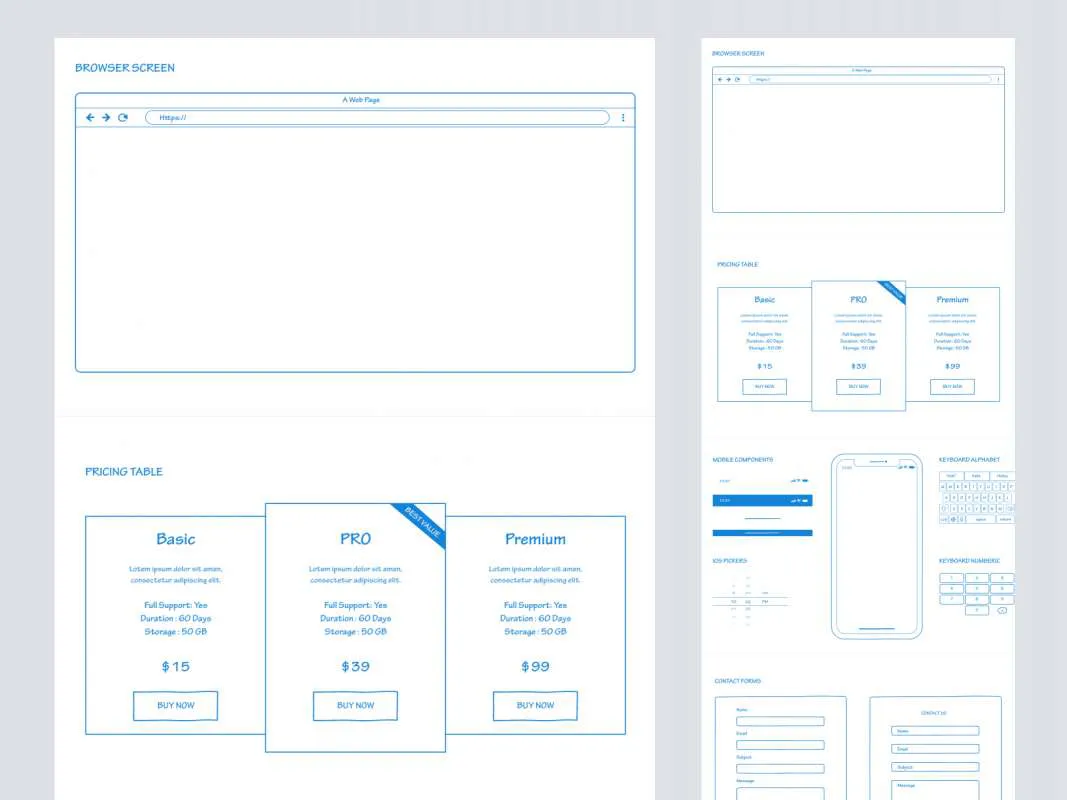 Hand Draw Wireframe UI Kit for Adobe XD for Figma and Adobe XD No 1