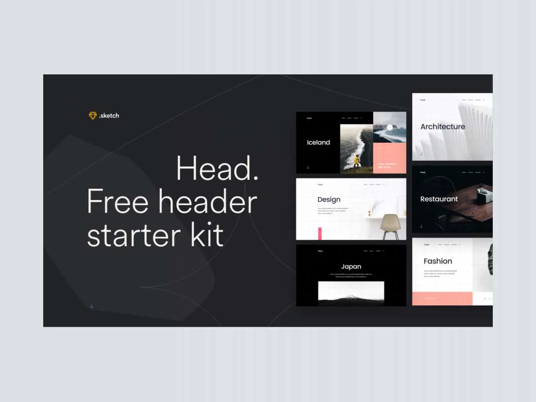 Head: Free Sketch Header Starter Kit for Figma and Adobe XD No 1