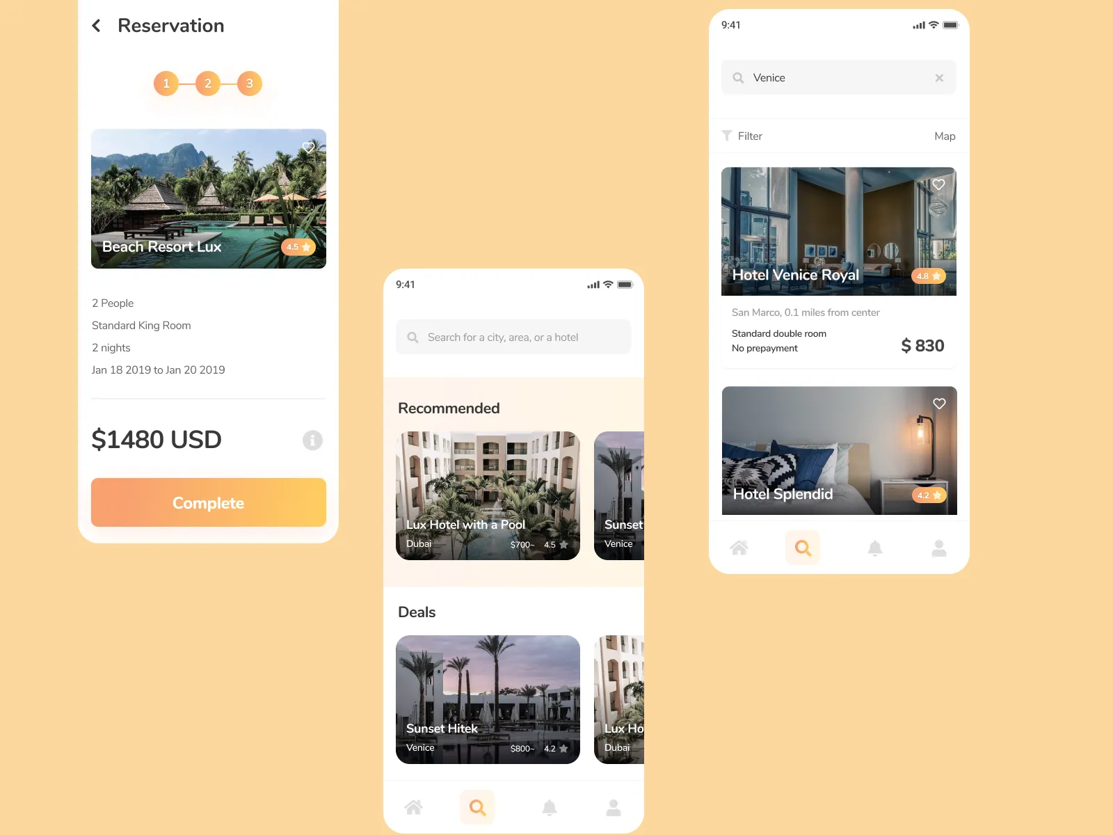 Hotel Booking App for Figma and Adobe XD No 2