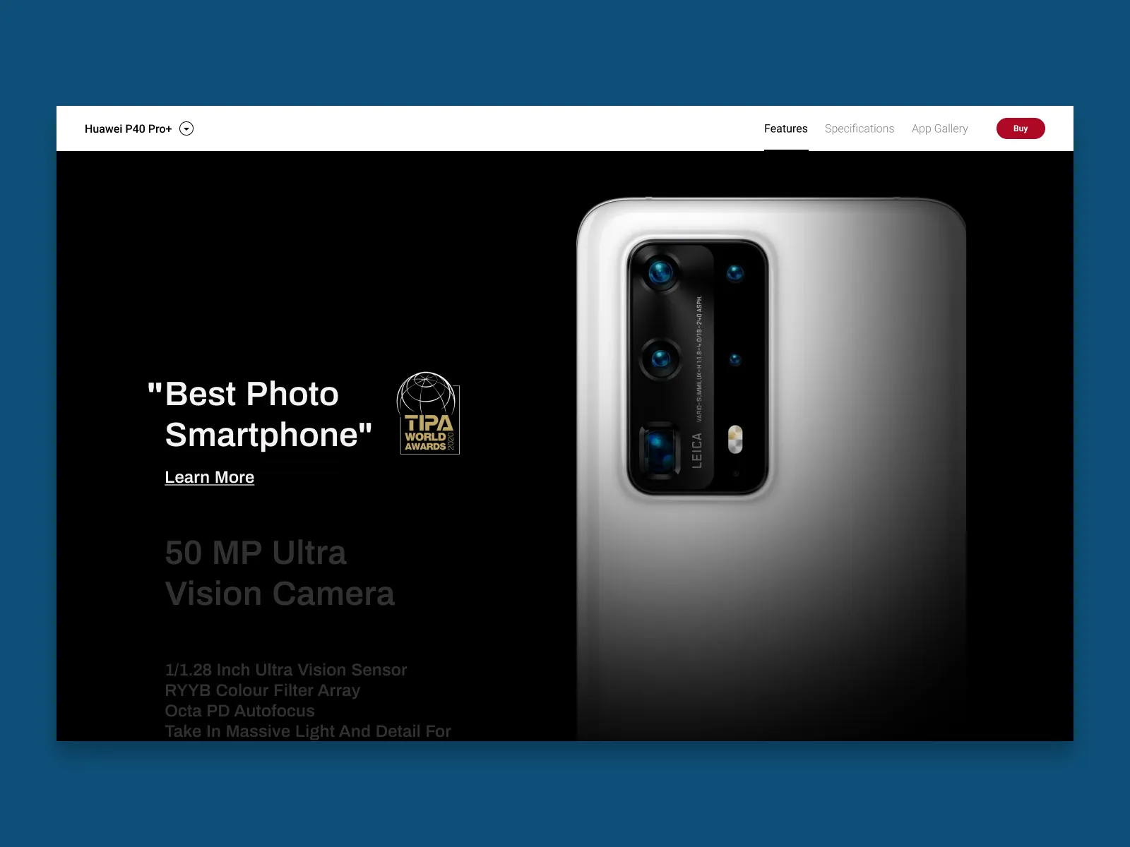 Huawei P40 Pro Plus Landing Page for Figma and Adobe XD No 2