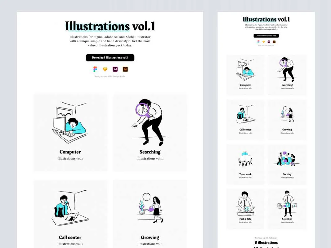 Illustrations vol.1 for Figma and Adobe XD No 1