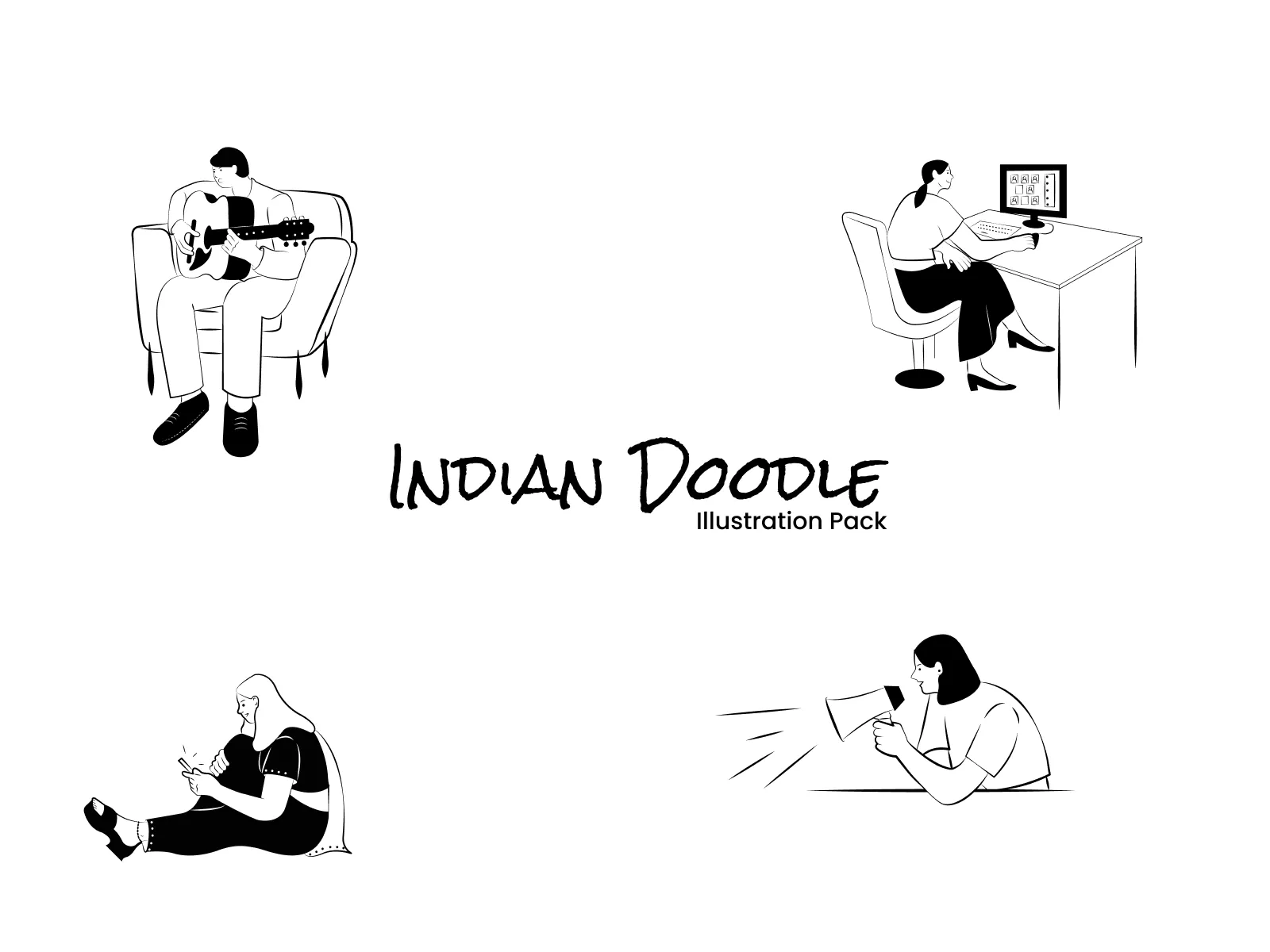 Indian Doodle Illustration Pack for Figma and Adobe XD No 2