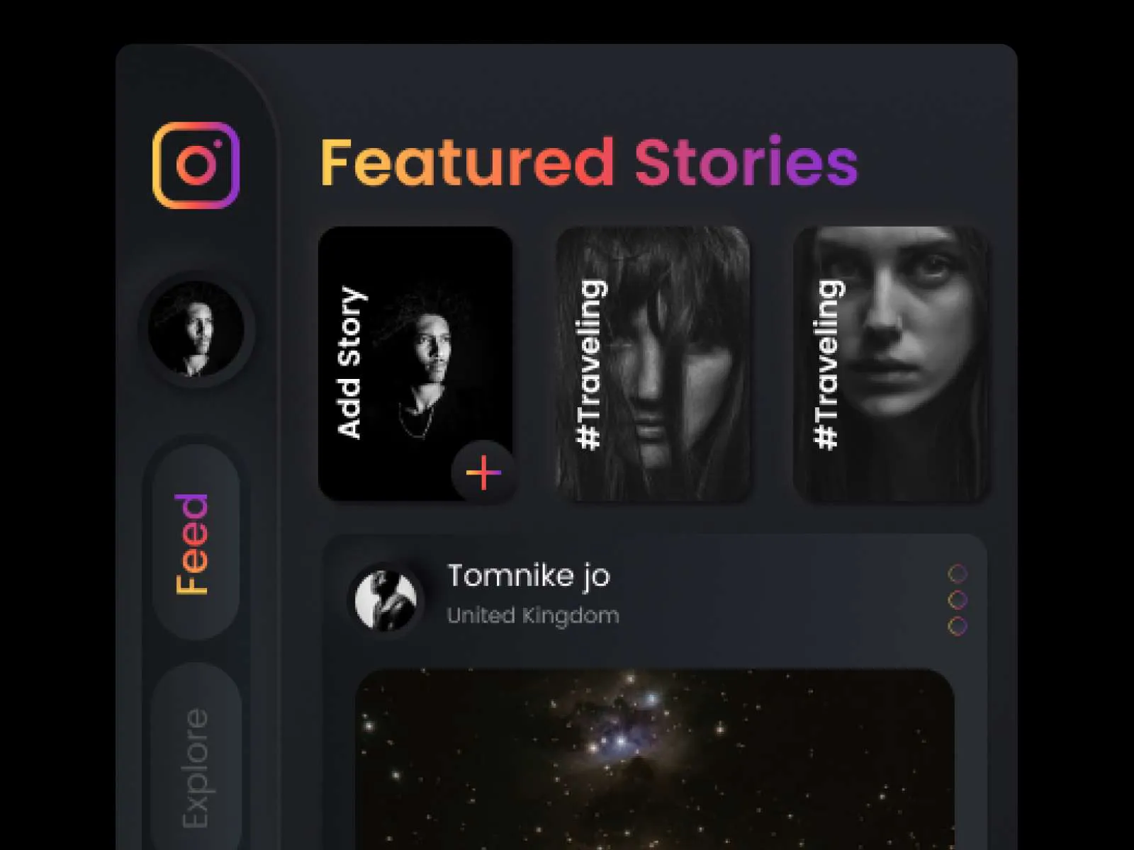 Instagram Black Cosmos for Figma and Adobe XD No 2