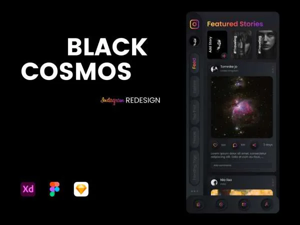 Instagram Black Cosmos for Figma and Adobe XD