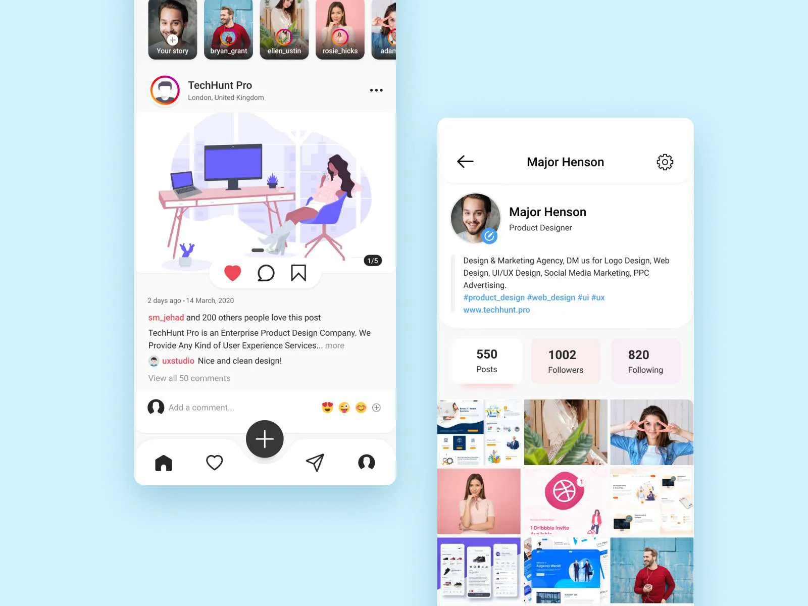 Intagram Redesign Challenge for Figma and Adobe XD No 2