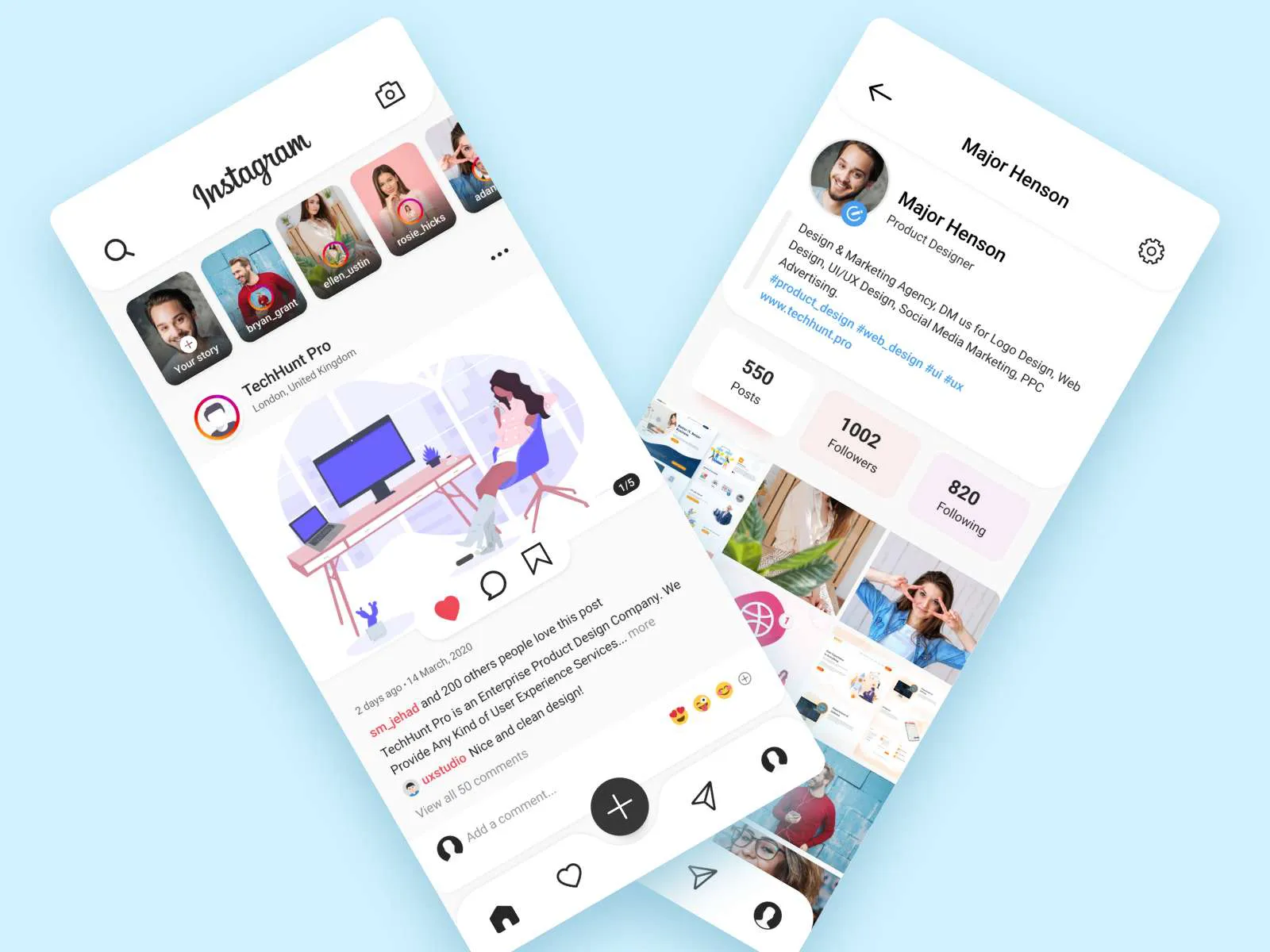 Intagram Redesign Challenge for Figma and Adobe XD No 5