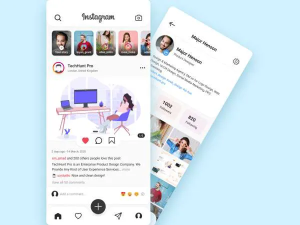 Intagram Redesign Challenge for Figma and Adobe XD