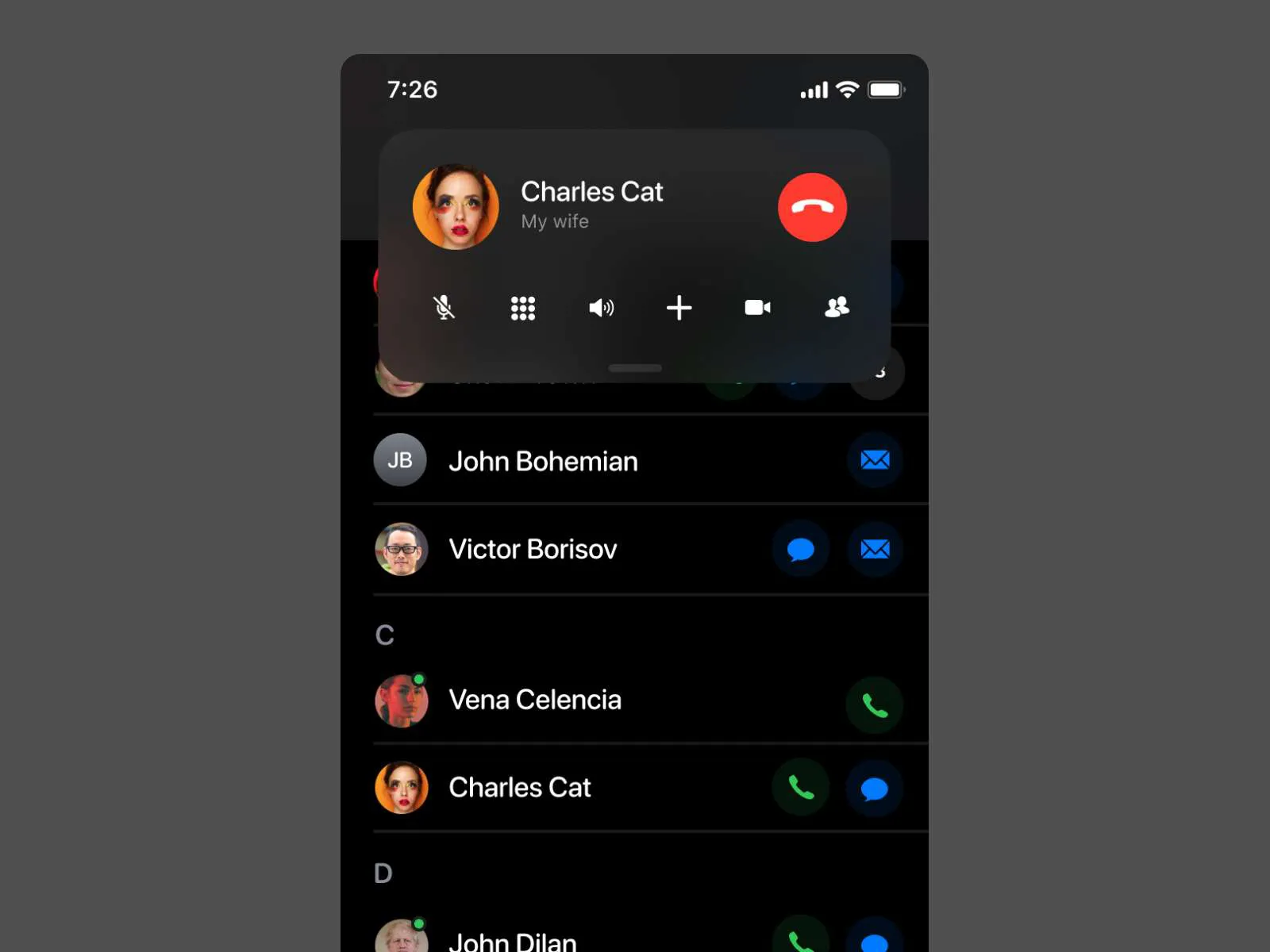 iOS Contacts Apps for Figma and Adobe XD No 4