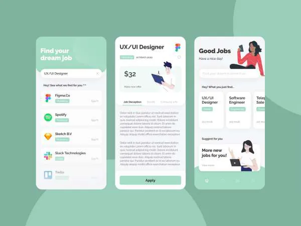 Job Finder App for Figma and Adobe XD