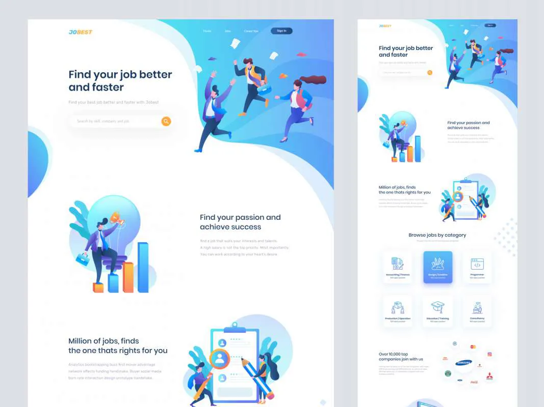 Jobest - Job Portal Landing Page for Figma and Adobe XD