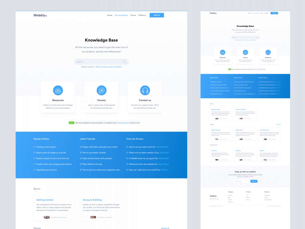 Knowledge Base Landing Page for Sketch for Figma and Adobe XD