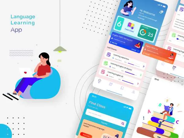 Language Learning App for Figma and Adobe XD