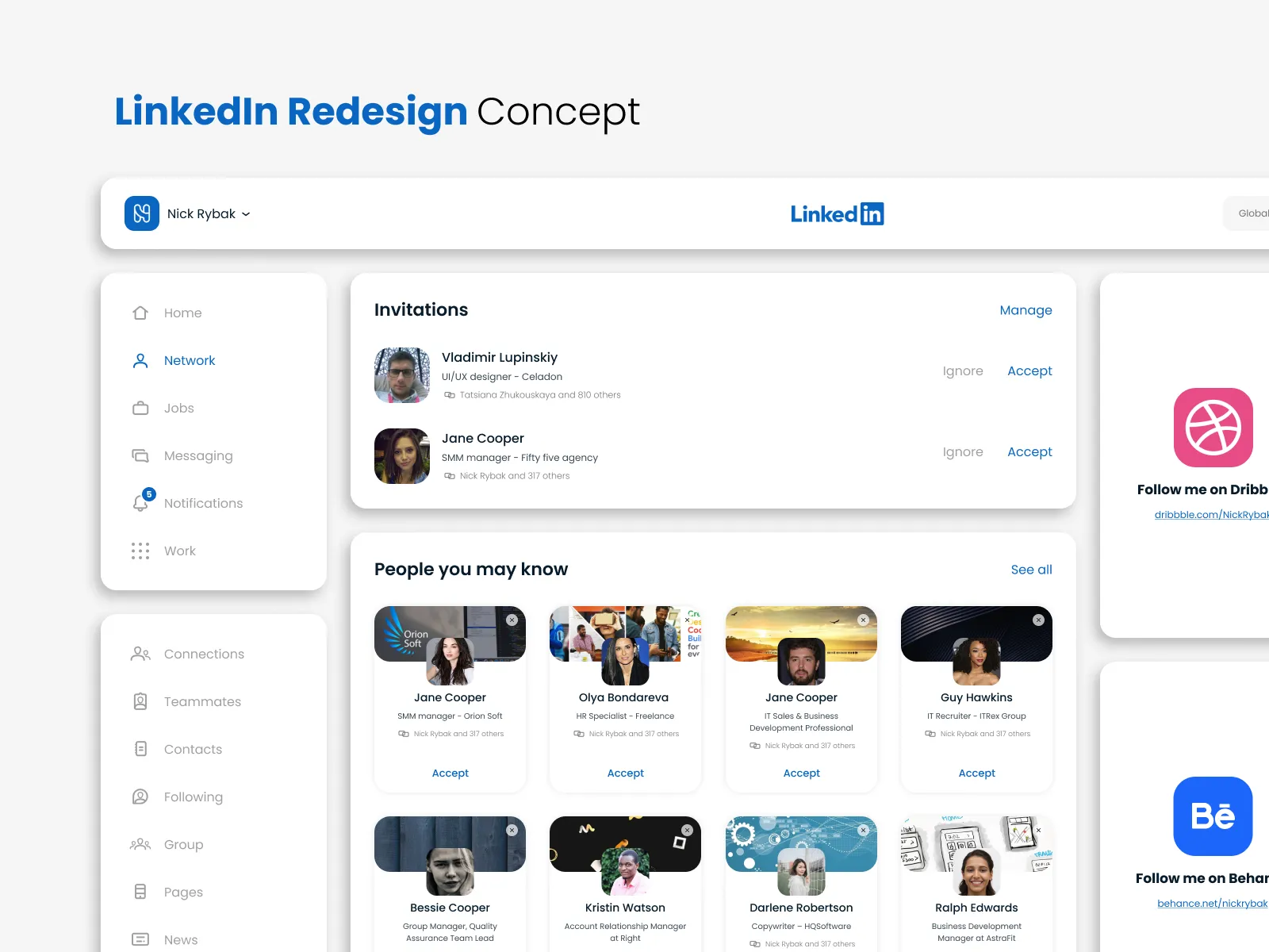 LinkedIn Redesign Concept for Figma and Adobe XD No 2