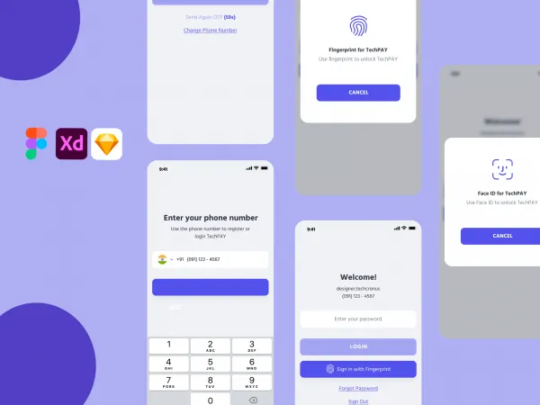 Login Wallet Mobile UI Kit for Figma and Adobe XD