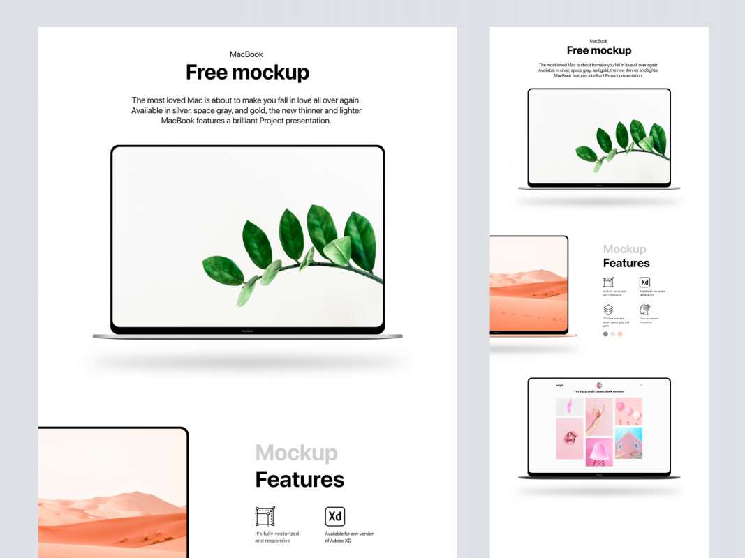 Macbook - Minimal Free Mockup for Figma and Adobe XD