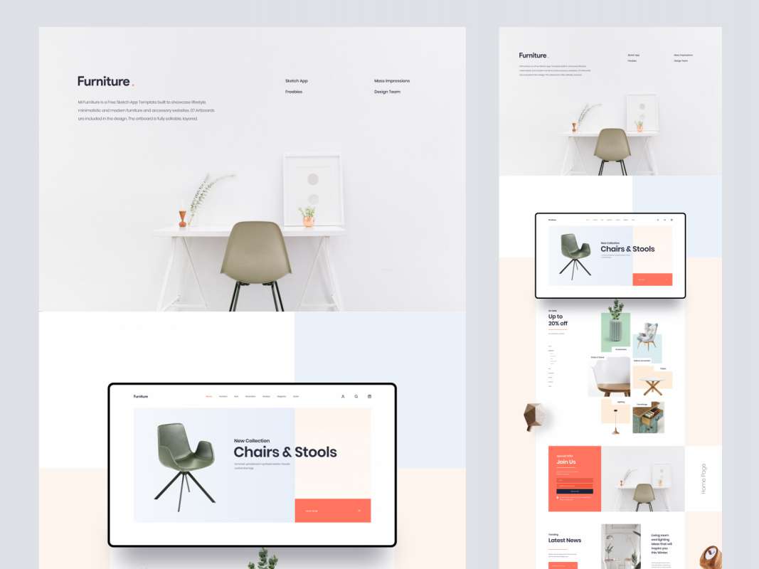 MI Furniture Free Sketch Template for Figma and Adobe XD
