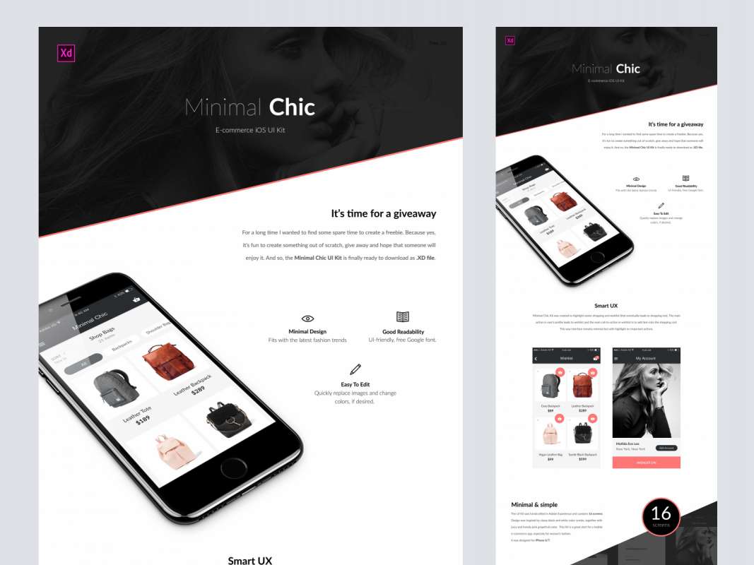 Minimal Chic - Free UI Kit for Figma and Adobe XD