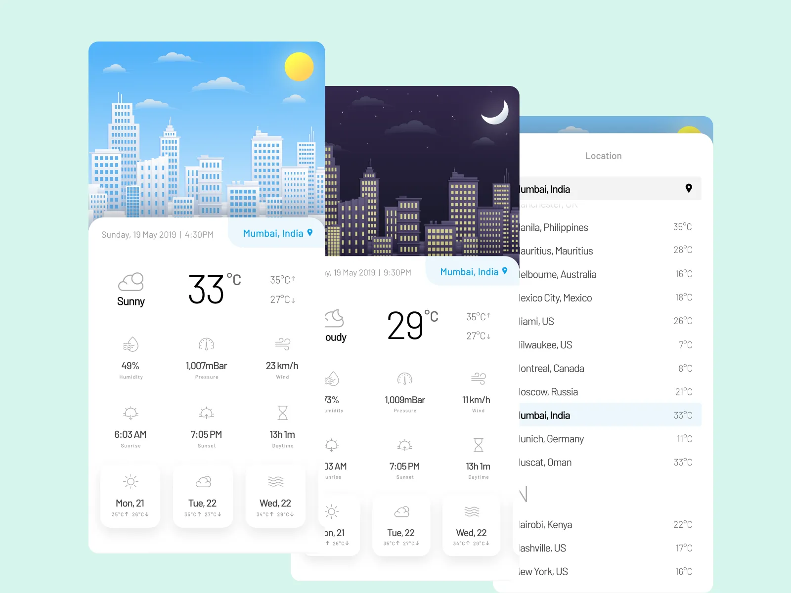 Minimal Weather App for Figma and Adobe XD No 5