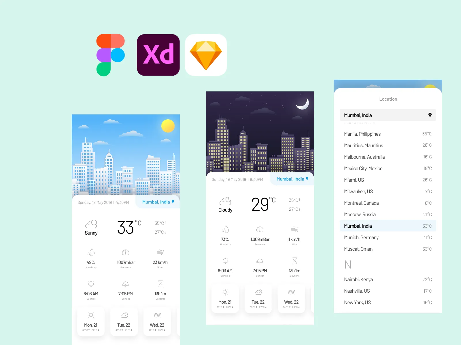 Minimal Weather App  - Free template