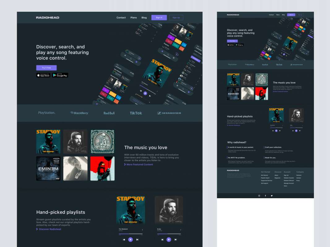 Music App Landing Page for Sketch for Figma and Adobe XD No 1