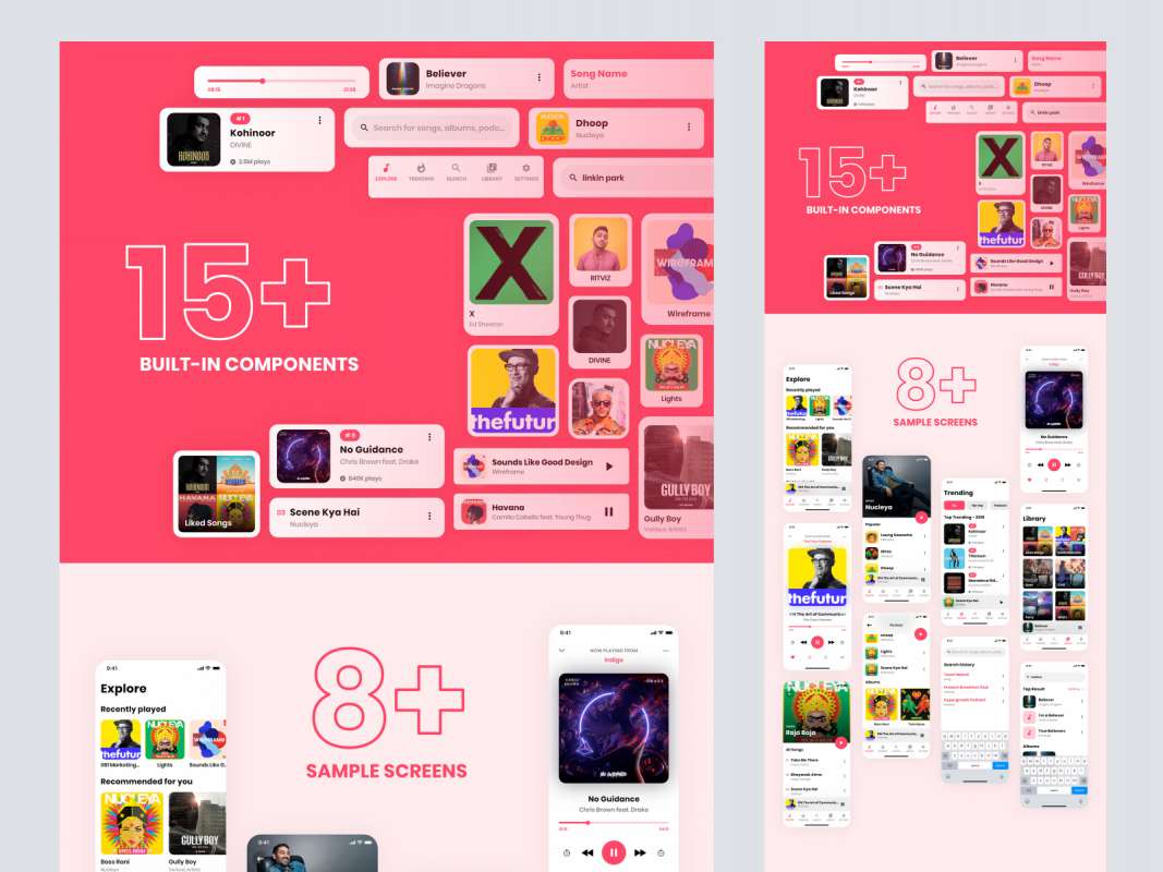 Music App UI Kit for Adobe XD for Figma and Adobe XD No 1