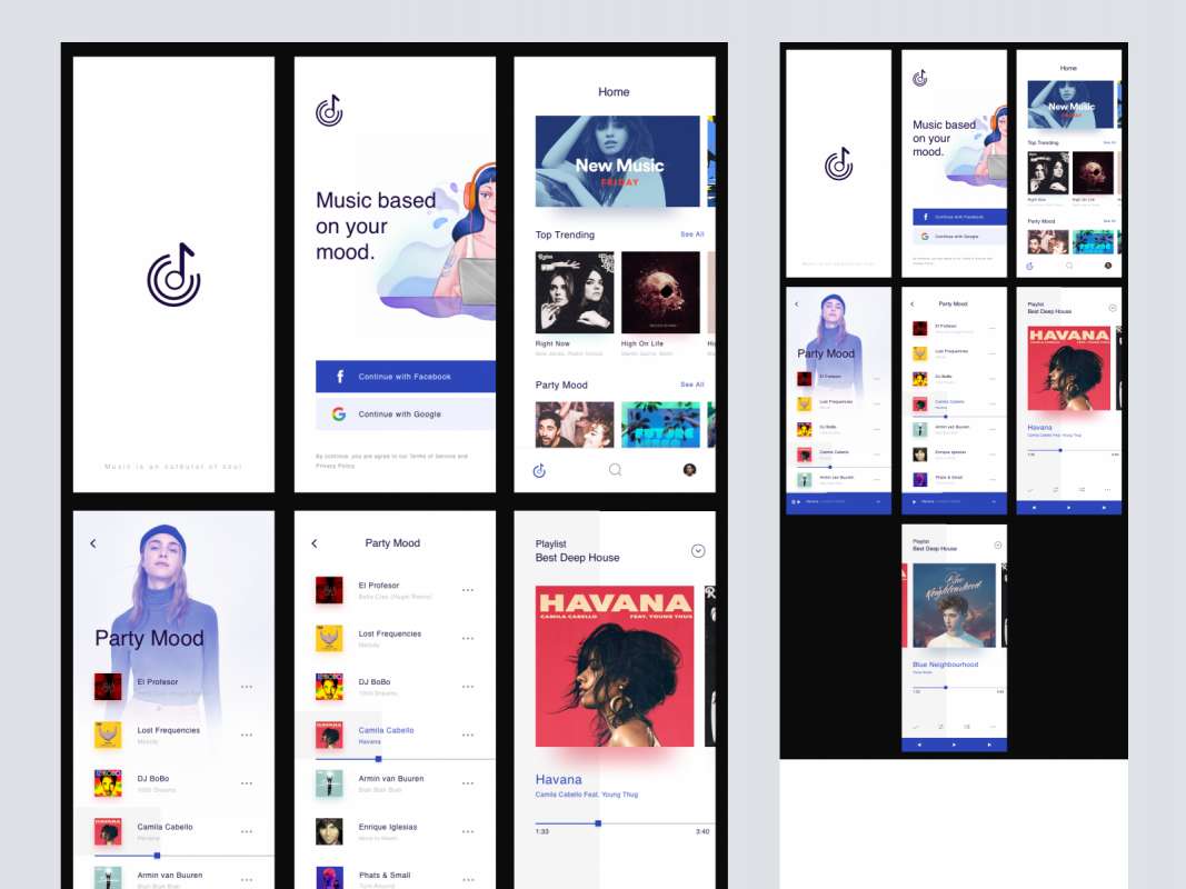 Music App UI Kit freebie for Figma and Adobe XD