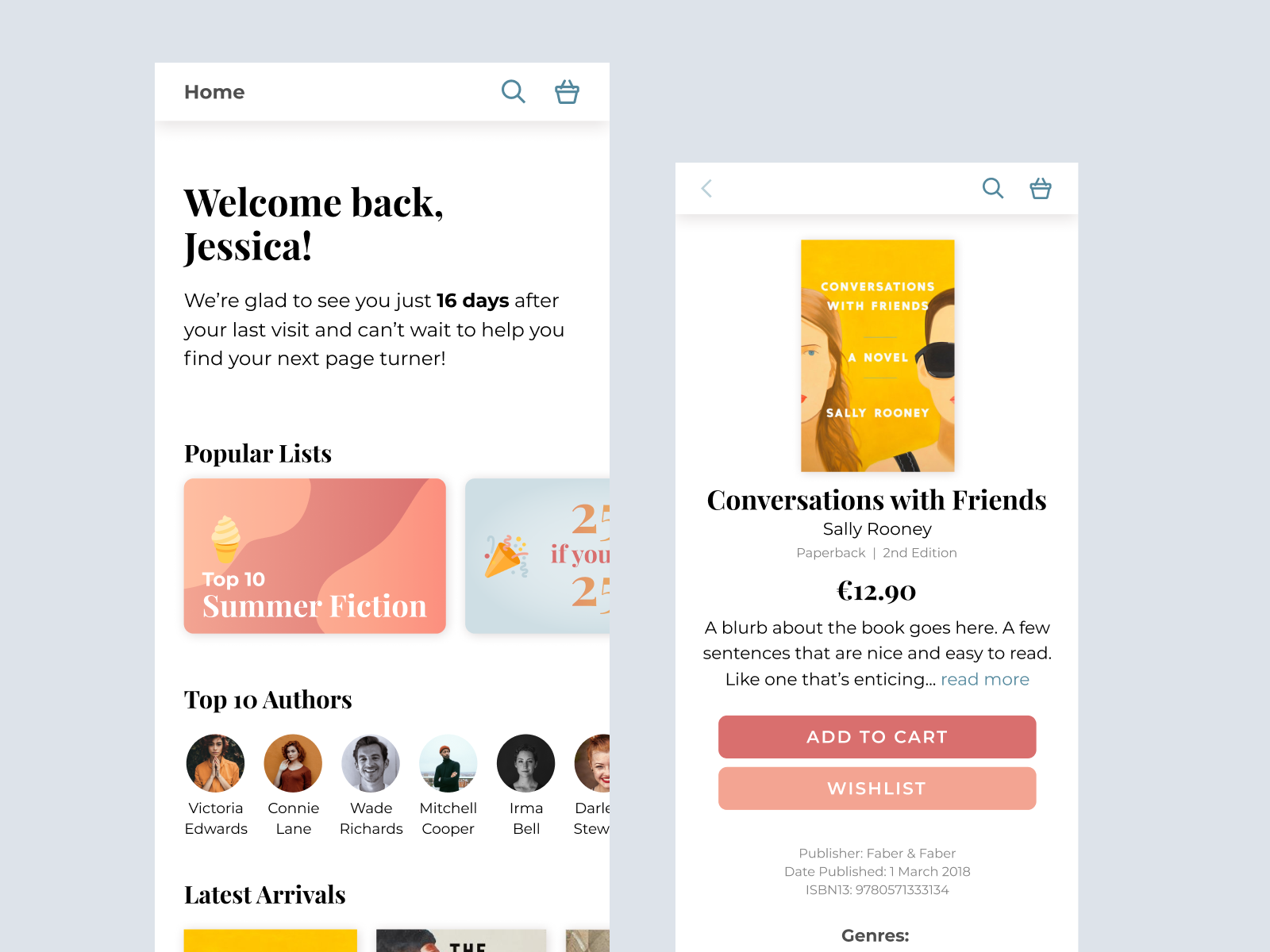 Online Bookstore App freebie for Figma and Adobe XD