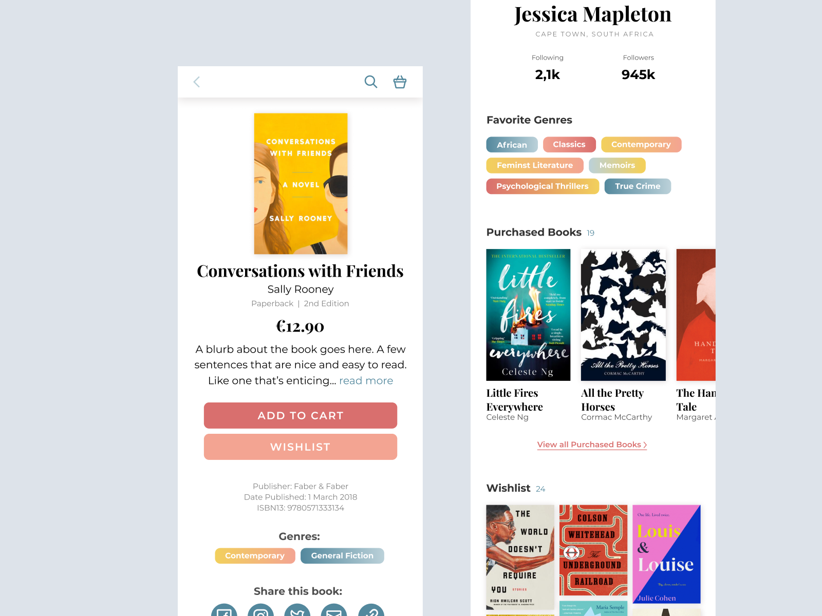 Online Bookstore App freebie for Figma and Adobe XD