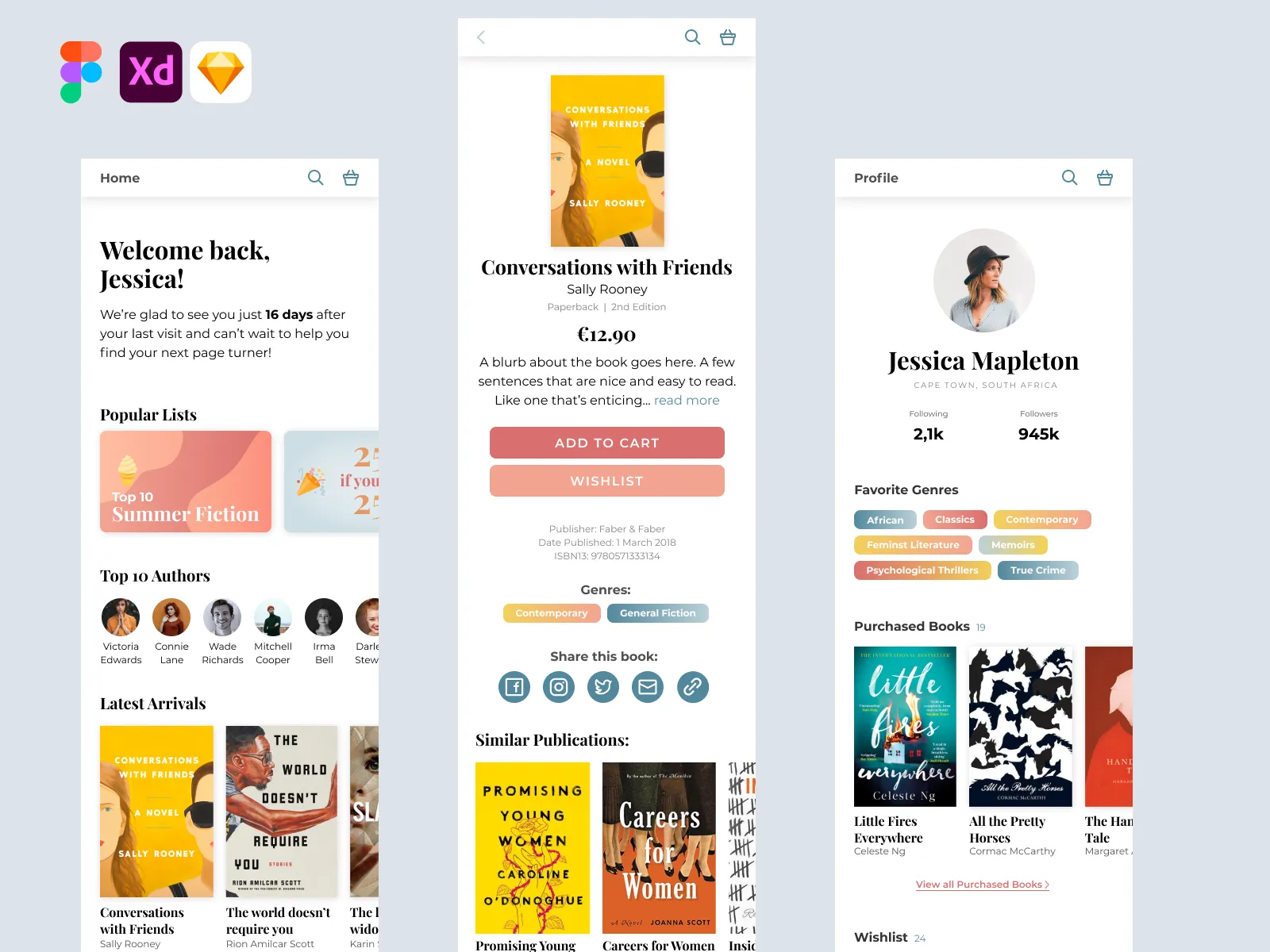 Online Bookstore App for Figma and Adobe XD