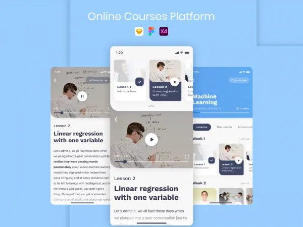 Online Courses Platform for Figma and Adobe XD