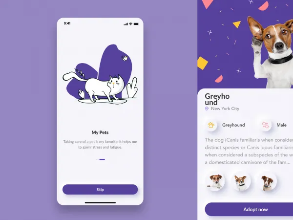 Pet Adoption Mobile App for Figma and Adobe XD No 1