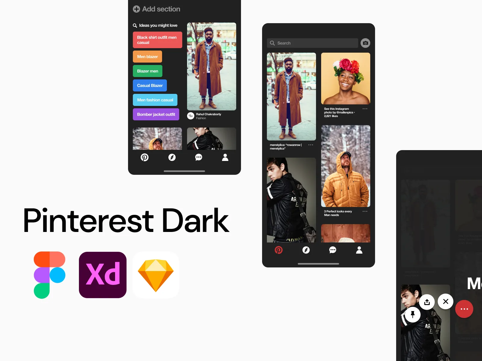 Pinterest Dark for Figma and Adobe XD