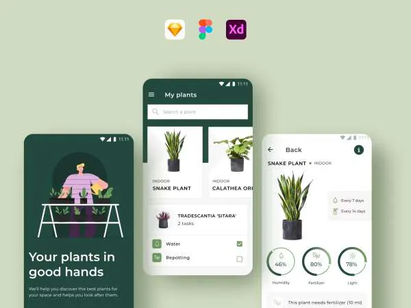 Plants Android App for Figma and Adobe XD