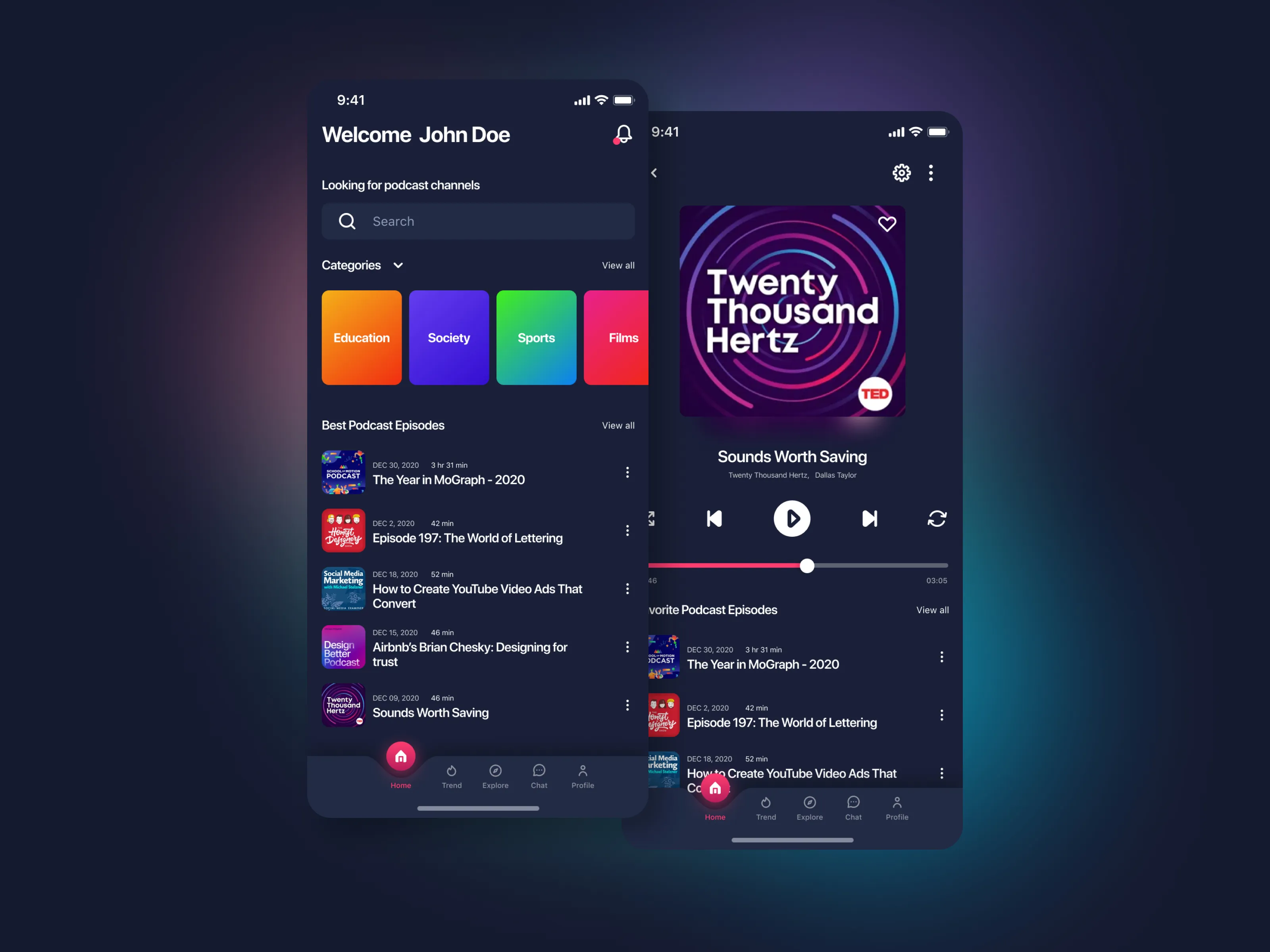Podcast Mobile App for Figma and Adobe XD No 2