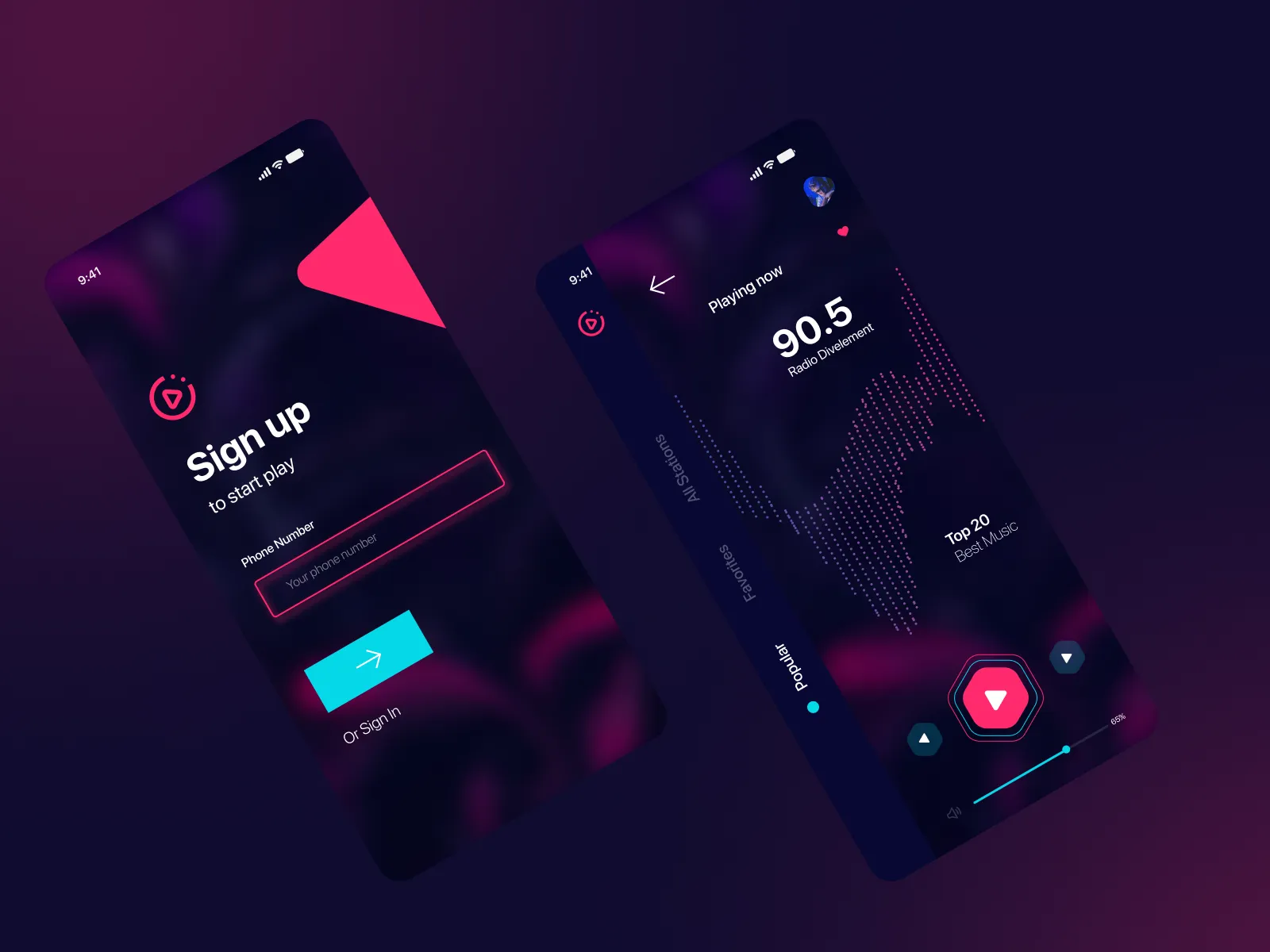 Radio App Concept for Figma and Adobe XD No 4
