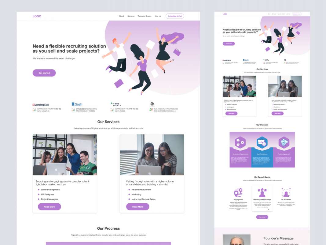 Recruitment Agency Free Landing Page for Figma and Adobe XD